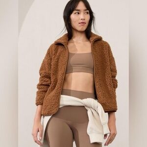 Athleta brown teddy bear zip up. Size XS
